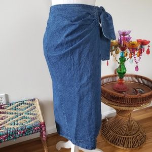 Vintage Denim Wrap Skirt